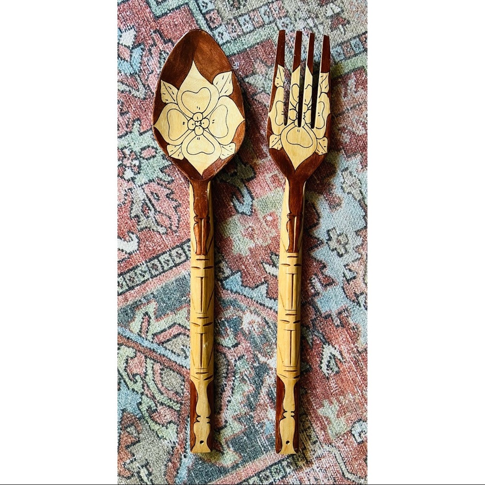 BIG Wall Hanging Wooden Spoon & Fork Set